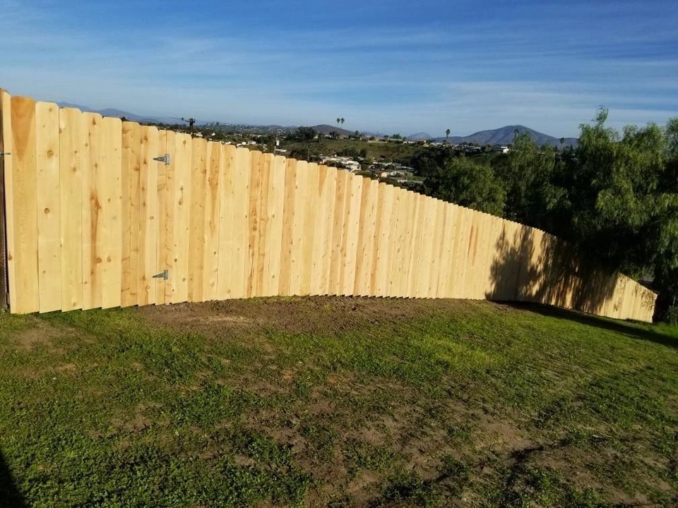Completed cedar privacy fence at a Chula Vista Fence project in Chula Vista, California
